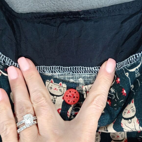 Retro Pin Up Style Dress Asian Cats Polka Dot Top Shirt Layering Unique Funky - Picture 10 of 11